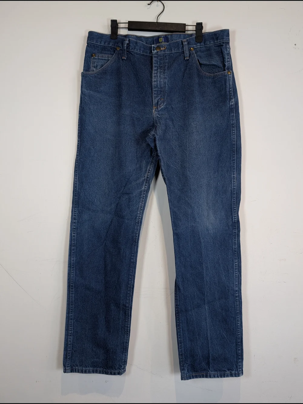 Wrangler 47 Men’s Straight-Leg Denim Jeans in Dark Blue, Size 36x34